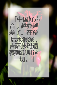 中国好声音，越办越差了。在幕后水很深，吉萨莎玛退赛就说明这一切。