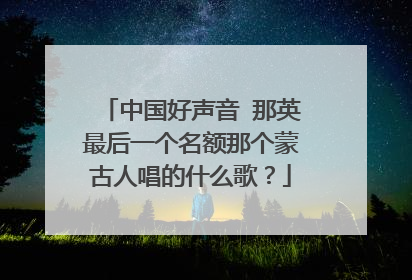 中国好声音 那英最后一个名额那个蒙古人唱的什么歌?