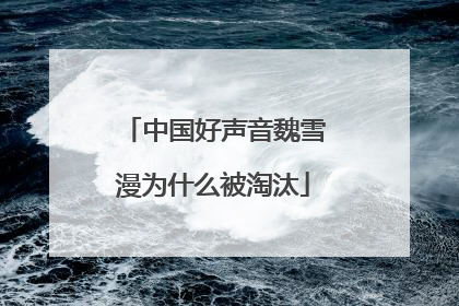 中国好声音魏雪漫为什么被淘汰