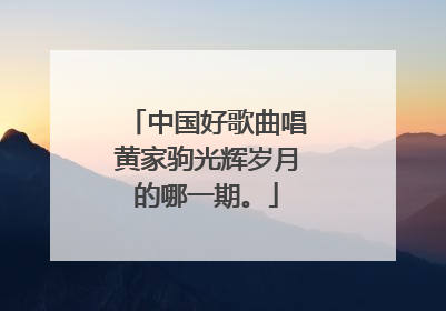 中国好歌曲唱黄家驹光辉岁月的哪一期。