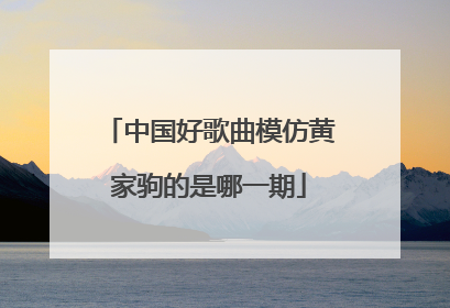 中国好歌曲模仿黄家驹的是哪一期