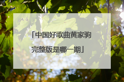 中国好歌曲黄家驹完整版是哪一期