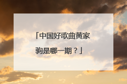 中国好歌曲黄家驹是哪一期?