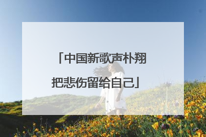 中国新歌声朴翔把悲伤留给自己