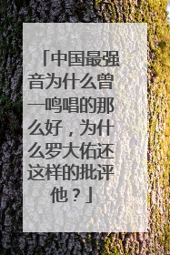 中国最强音为什么曾一鸣唱的那么好，为什么罗大佑还这样的批评他？