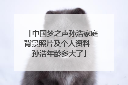 中国梦之声孙浩家庭背景照片及个人资料 孙浩年龄多大了