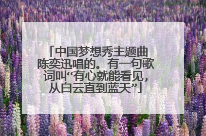 中国梦想秀主题曲 陈奕迅唱的。有一句歌词叫“有心就能看见,从白云直到蓝天”