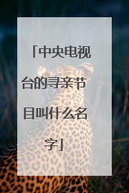 中央电视台的寻亲节目叫什么名字
