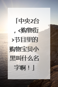 中央2台,<购物街>节目里的购物宝贝小黑叫什么名字啊!