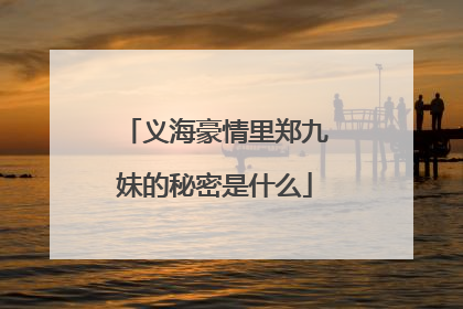 义海豪情里郑九妹的秘密是什么