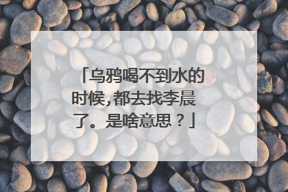 乌鸦喝不到水的时候,都去找李晨了。是啥意思？