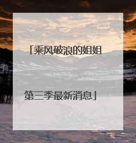 乘风破浪的姐姐第三季最新消息