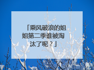 乘风破浪的姐姐第二季谁被淘汰了呢?