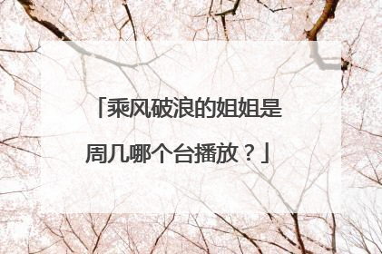 乘风破浪的姐姐是周几哪个台播放？