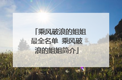 乘风破浪的姐姐最全名单 乘风破浪的姐姐简介