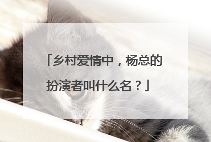 乡村爱情中，杨总的扮演者叫什么名？