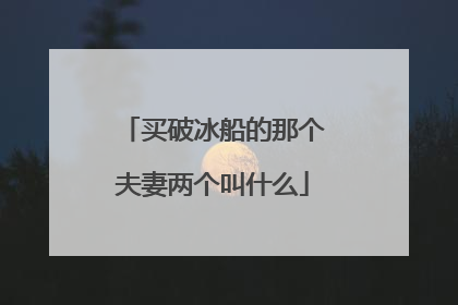 买破冰船的那个夫妻两个叫什么
