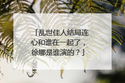 乱世佳人结局连心和谁在一起了，徐娜是谁演的？