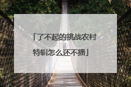 了不起的挑战农村特辑怎么还不播