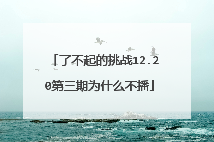 了不起的挑战12.20第三期为什么不播