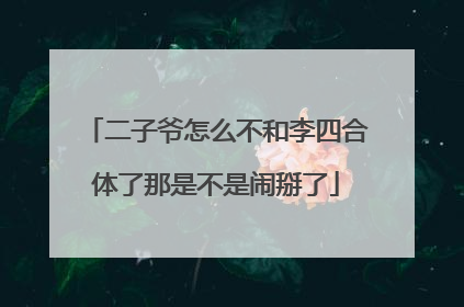 二子爷怎么不和李四合体了那是不是闹掰了