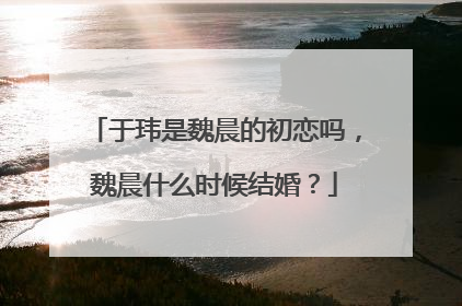 于玮是魏晨的初恋吗,魏晨什么时候结婚?