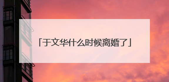 于文华什么时候离婚了