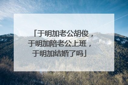 于明加老公胡俊,于明加陪老公上班,于明加结婚了吗