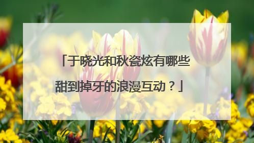 于晓光和秋瓷炫有哪些甜到掉牙的浪漫互动？