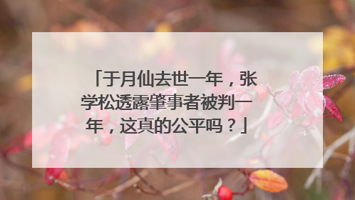 于月仙去世一年，张学松透露肇事者被判一年，这真的公平吗？