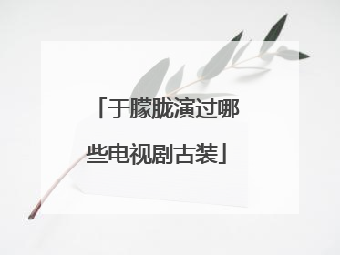 于朦胧演过哪些电视剧古装