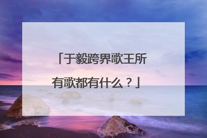 于毅跨界歌王所有歌都有什么？