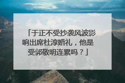 于正不受抄袭风波影响出席杜淳婚礼,他是受郭敬明连累吗?