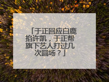 于正回应白鹿掐许凯，于正帮旗下艺人打过几次圆场？