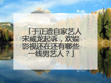 于正遭自家艺人宋威龙起诉,欢娱影视还在还有哪些一线男艺人?