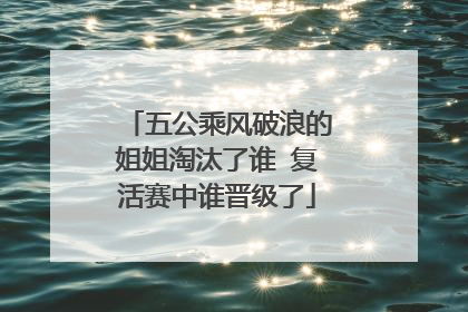 五公乘风破浪的姐姐淘汰了谁 复活赛中谁晋级了