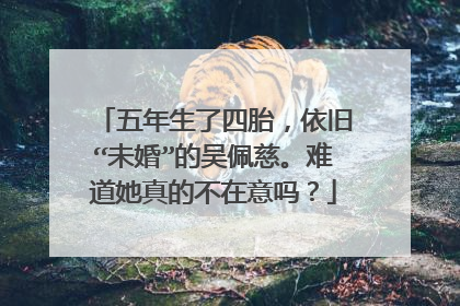 五年生了四胎，依旧“未婚”的吴佩慈。难道她真的不在意吗？