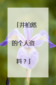 井柏然的个人资料？