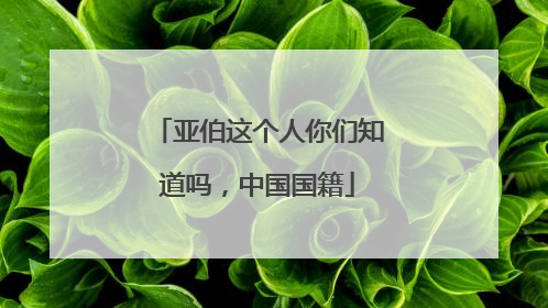 亚伯这个人你们知道吗,中国国籍