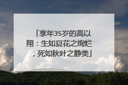 享年35岁的高以翔:生如夏花之绚烂,死如秋叶之静美