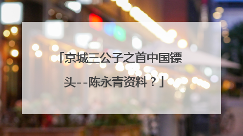 京城三公子之首中国镖头--陈永青资料？