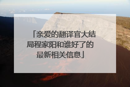 亲爱的翻译官大结局程家阳和谁好了的最新相关信息
