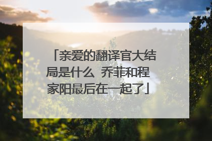 亲爱的翻译官大结局是什么 乔菲和程家阳最后在一起了