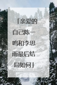 亲爱的自己陈一鸣和李思雨最后结局如何