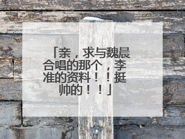 亲，求与魏晨合唱的那个，李准的资料！！挺帅的！！