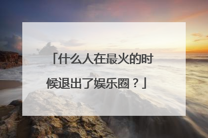 什么人在最火的时候退出了娱乐圈？