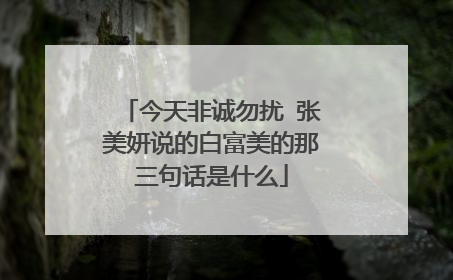 今天非诚勿扰 张美妍说的白富美的那三句话是什么