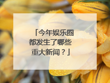 今年娱乐圈都发生了哪些重大新闻?