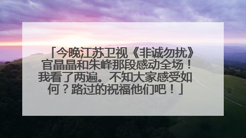 今晚江苏卫视《非诚勿扰》官晶晶和朱峰那段感动全场!我看了两遍。不知大家感受如何?路过的祝福他们吧!