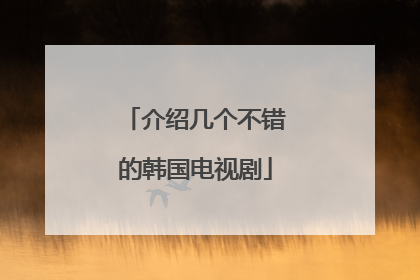 介绍几个不错的韩国电视剧